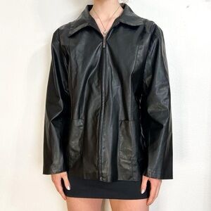 Faux leather zip up jacket